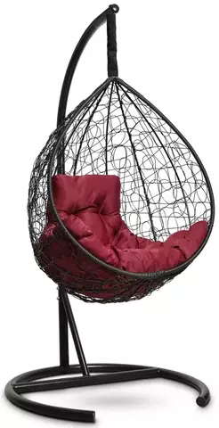 Подвесное кресло-кокон SEVILLA COMFORT черное, бордовая подушка (Laura Outdoor)
