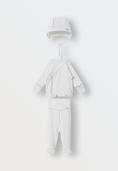 Комплект из ажура из 3 предметов распашонка-ползунки-чепчик (белый)