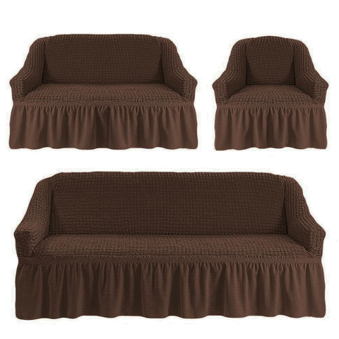 Чехлы на трехместный диван и двухместный диван + кресло,шоколад