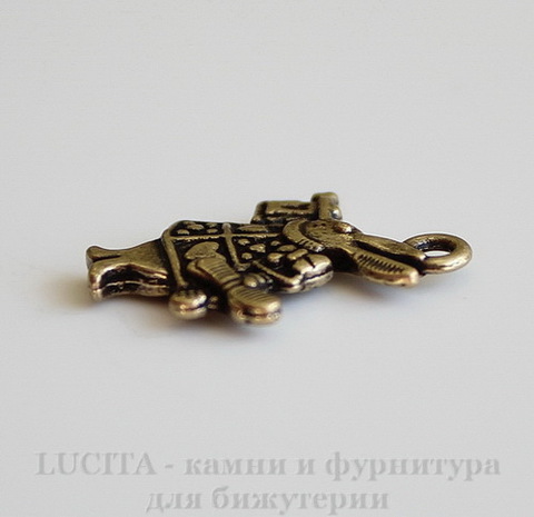 Подвеска "Белый Кролик" 20х15 мм (цвет - античная бронза)