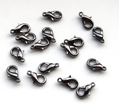 Замочек-лобстер 12 мм, покрытие темный родий