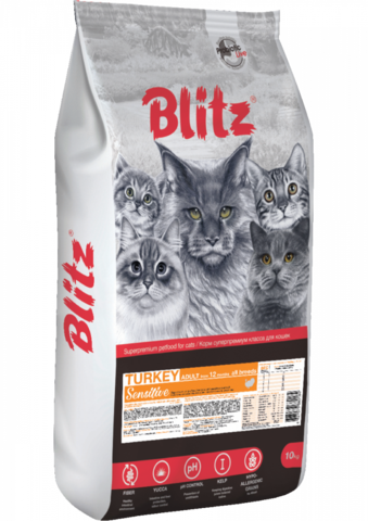 Blitz Sensitive Turkey сухой, кошки, индейка (10 кг)