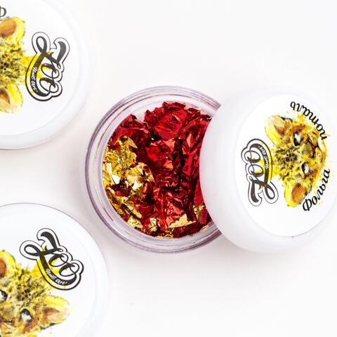 Фольга поталь двусторонняя 14*14 см красная/золото