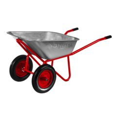 ЗУБР Т-22, 110 л, 200 кг, двухколесная, пневматические колеса, строительная тачка (39950)