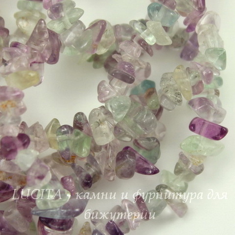 Бусина Флюорит, крошка, 2-7 мм, нить