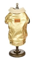 Куртка для мелких пород собак, кожзам, искусственный мех, золотой S