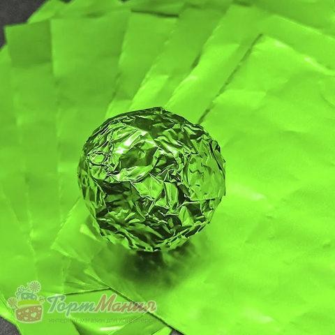 Фольга оберточная для конфет Зеленая 10*10 см, 100 шт.