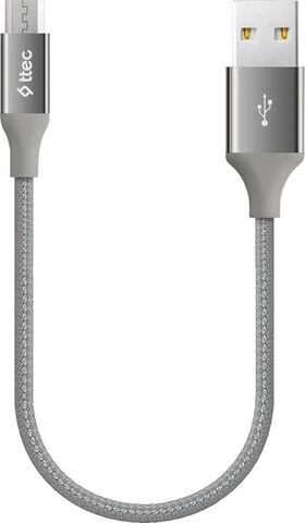 Кабель TTEC AlumiCable Micro USB Charge & Data Mini Cable, 30 см, серый космос