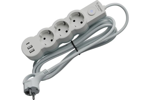 Сетевой фильтр, удлинитель Космос  YKsm5m3g-Z-VU10A-W 3 розетки 5 метров, USB, белый, заземление, выключатель, 10А, 220 вольт, ПВС 3х1, IP20 - купить в компании MAKtorg