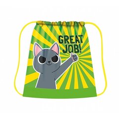 
          Мешок для сменной обуви, 1 отделение, ПЧЕЛКА, 340х420 мм, ткань, "Great job", зеленый с котиком