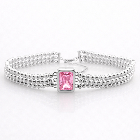 Чокер с розовым цирконом