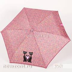 Плоский зонтик 5 сложений NEX с кошками и сердечками