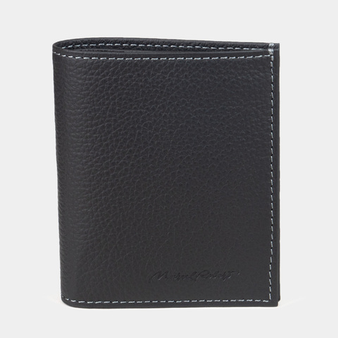 Портмоне из натуральной кожи теленка, черного цвета