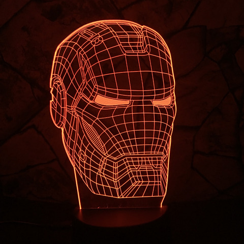 3D светильник с пультом Железный человек Шлем