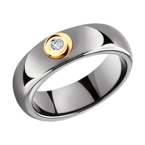 6015077 - Кольцо из золота с бриллиантами и керамическими вставками