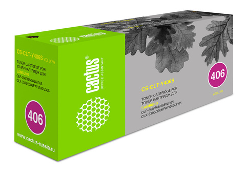 Картридж лазерный Cactus CS-CLT-Y406S CLT-Y406S желтый (1000стр.) для Samsung CLP-360, 365, CLX-3300, 3305