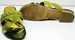 Летние шлепанцы женские босоножки на низком каблуке Marco Tozzi 2-27104-20 Green.