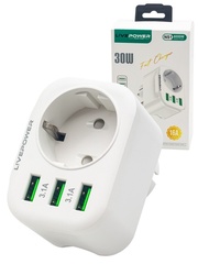 Сетевой фильтр NS1 3USB+1 розетка (5v-3A) 30W черный