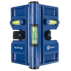 Уровень строительный КОБАЛЬТ угловой, 4 магнита, 3 глазка, точность 0,57 мм/м, пластиковый (917-392)