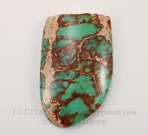 Подвеска Яшма Императорская (прессов.,тониров) (цвет - зеленый) 43,5х27,6х7,3 мм №27