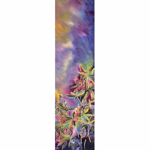 Шелковый шарф батик Люпины 185x43 см