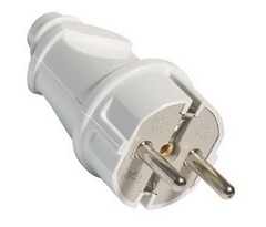 Вилка прямая с заземляющими контактами 16А 250В Белая