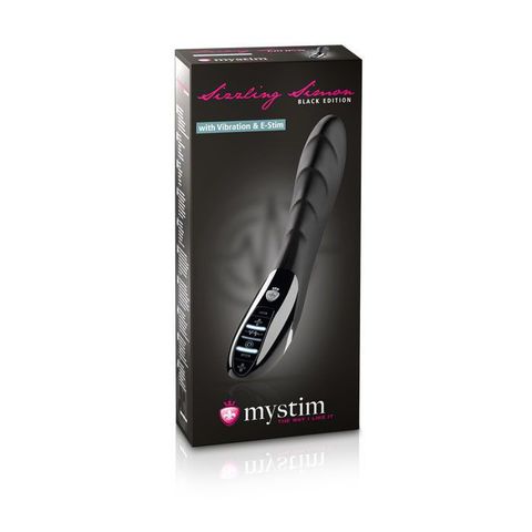 Вибратор с электростимуляцией Sizzling Simon Black Edition - 27 см. - MyStim 46872