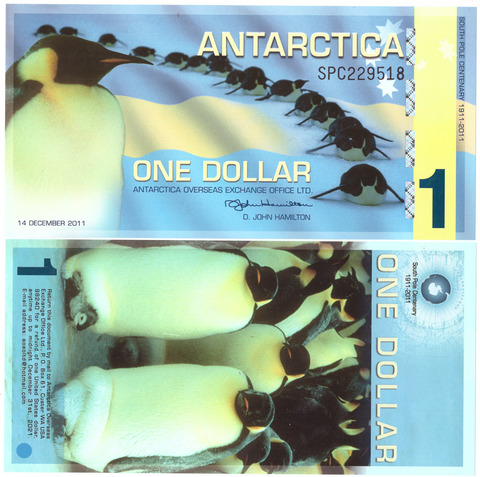 Банкнота Антарктика 1 доллар 2011 год (пластик). UNC