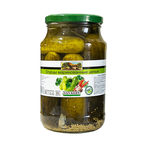 Огурцы маринованные цельные 0,900л 