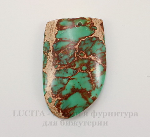 Подвеска Яшма Императорская (прессов.,тониров) (цвет - зеленый) 43,5х27,6х7,3 мм №27