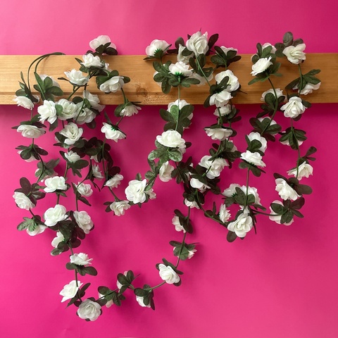 Лиана с Розами, 45 голов на лиане, Белые розы, длина одной лианы 2,37 м, набор 2 лианы