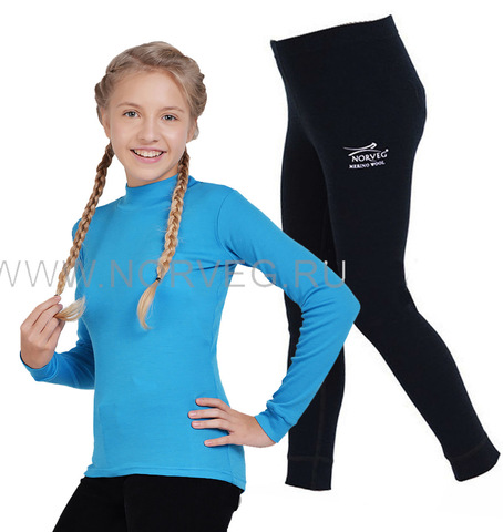 Подростковый Комплект термобелья из шерсти мериноса Norveg Soft City Style Blue