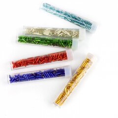 Набор бисера Alingar, циклярус, 6 цветов х 2 шт, 5 гр, "Ассорти" (син, крас,зел,голуб,зол,жемчуж), блистер 12 шт, тубус, европодвес