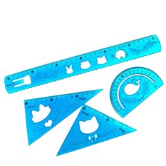 
          Набор чертежный Alingar, 30 см, пластиковый, 4 предмета,гибкий, с волнистым краем, цвета ассорти, пакет ПВХ с европодвесом