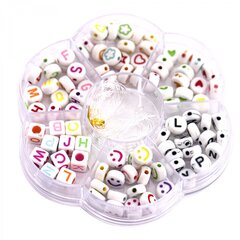 
          Набор для создания украшений-бусины Alingar, 80х80х12 мм, "Буковки", 6 видов бусин, 1х1,1 м леска, пластик. пенал