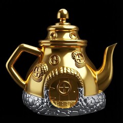 Силиконовый молд № 421 Домик чайник 2 D ( серия домики для гномов и фей)