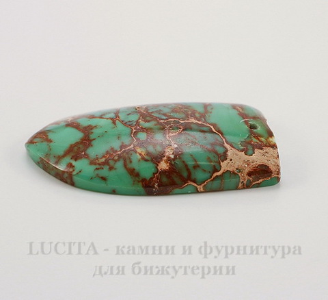 Подвеска Яшма Императорская (прессов.,тониров) (цвет - зеленый) 43,5х27,6х7,3 мм №27