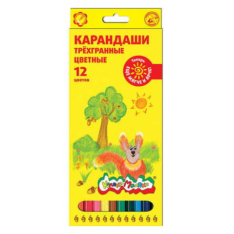 Карандаши цветные трехгранные Каляка-Маляка 12 цветов/КТКМ12