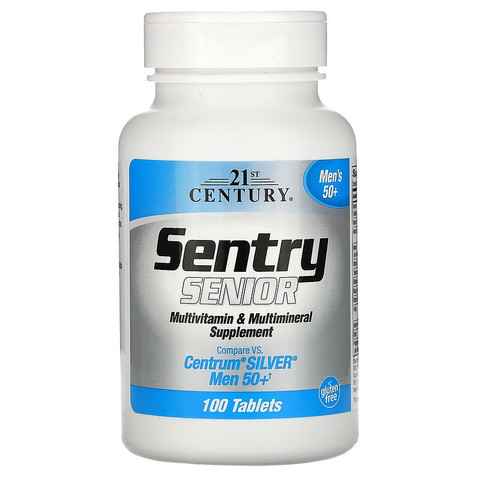 21st Century, Sentry Senior, Multivitamin & Multimineral Supplement, Men 50+, 100 Tablets