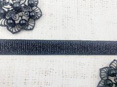 Резинка тканая металлизированная, ш. 1,5 см, чёрный