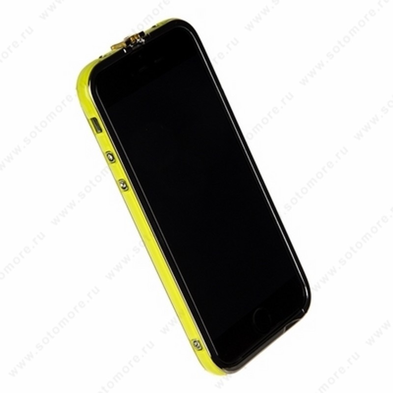 Бампер Heimeiren металический для iPhone 6s/ 6 желтый каемка серебро