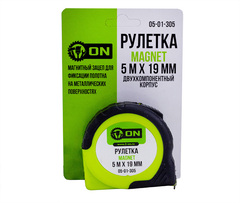 Рулетка MAGNET 5м х 19мм, двухкомпонентный корпус, магнит ON (12шт/уп) (120)