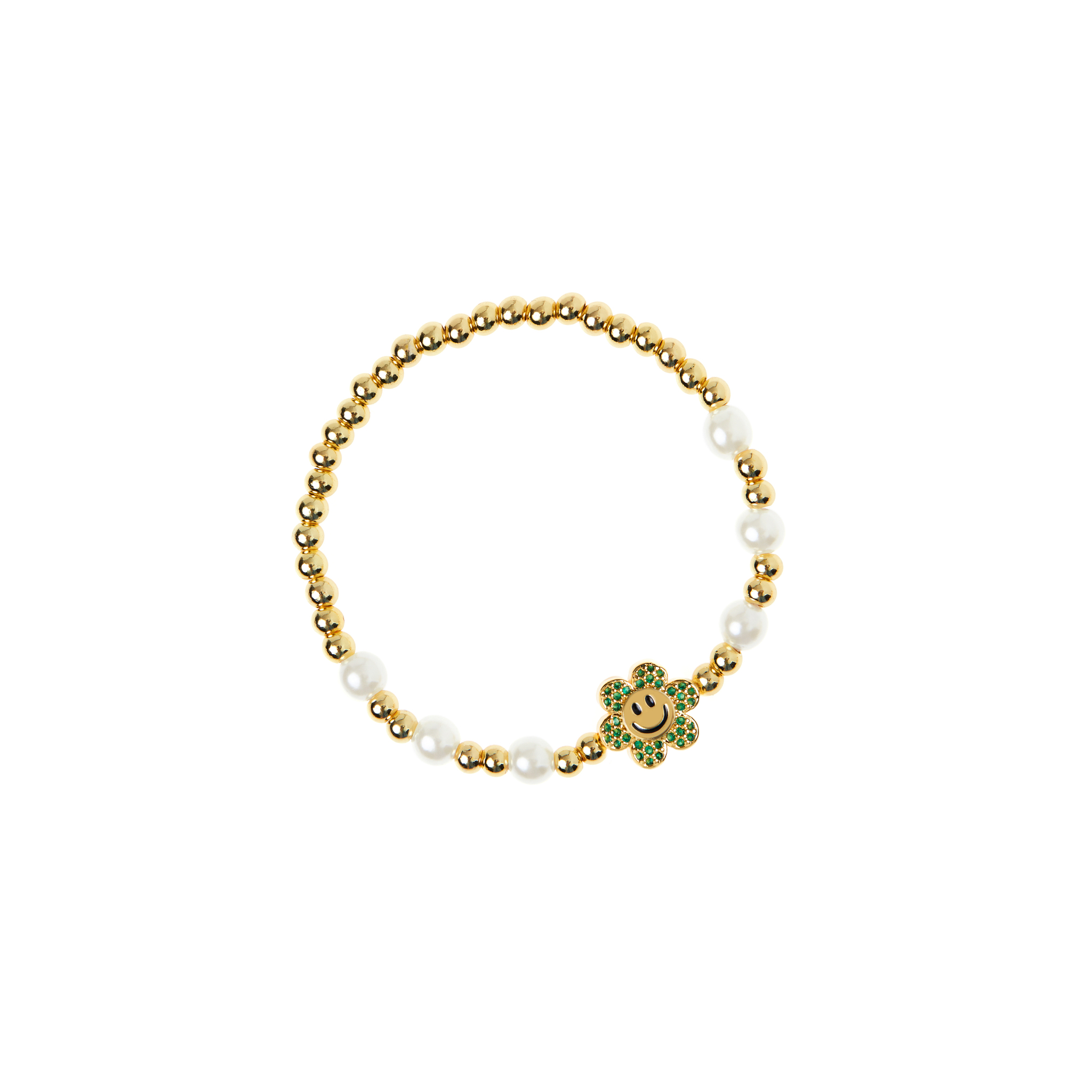 DÉJÀ VU Браслет Pearly Gold Smiley Flowers Bracelet - Green déjà vu браслет crystal smiley face bracelet – red