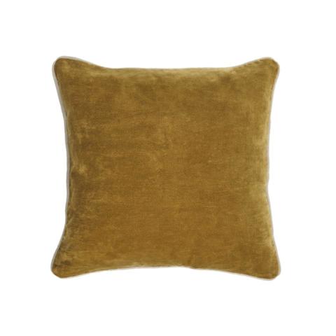 Бархатный чехол для подушки Julina из 100% хлопка горчичного цвета с белой каймой 45 x 45 см