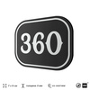 Номерок на дверь квартиры 360, для кабинета, офиса, шильдик 9 х 7 см, черный, Айдентика Технолоджи