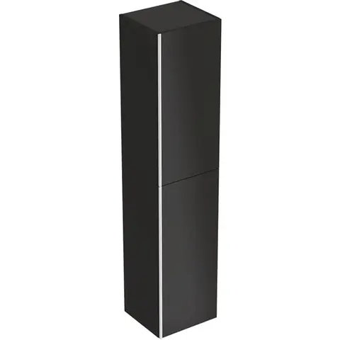 Высокий шкафчик Geberit Acanto с двумя дверями: B=38см, H=173см, T=36см, черный / лакированный матовый, черный / глянцевое стекло