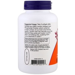 Now Foods, Лецитин, 1200 мг, 100 мягких капсул
