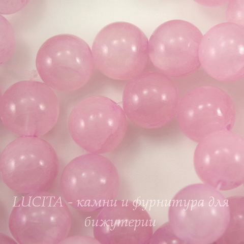 Бусина Жадеит (тониров), шарик, цвет - светлый сиреневый, 10 мм, нить