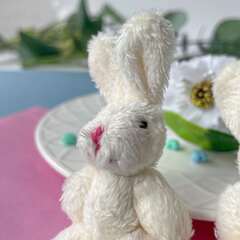Игрушки для кукол, миниатюра - Заяц мягкий белый, текстильный, 8,5 см, набор 3 шт.
