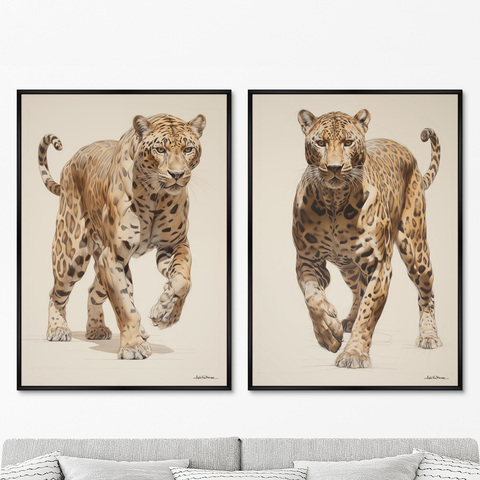ArtNoMore - Набор из 2-х репродукций картин на холсте Leopards hunt, 2024г.